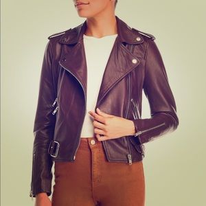 NWT WALTER BAKER Allison Lamb Leather Moto Jacket Sz Small
